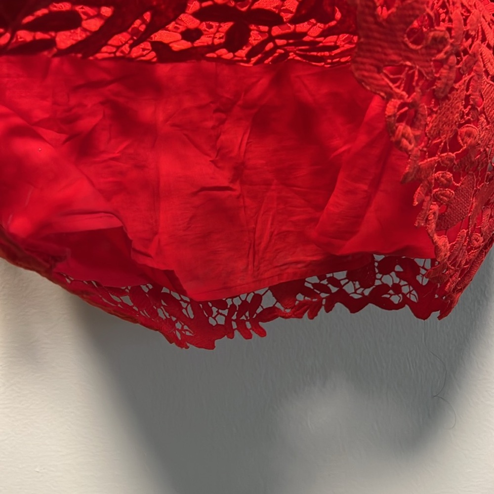 BODEN Red Heart Dove Brittany Lace Top Blouse, Red, Size 4 - Picture 7 of 12